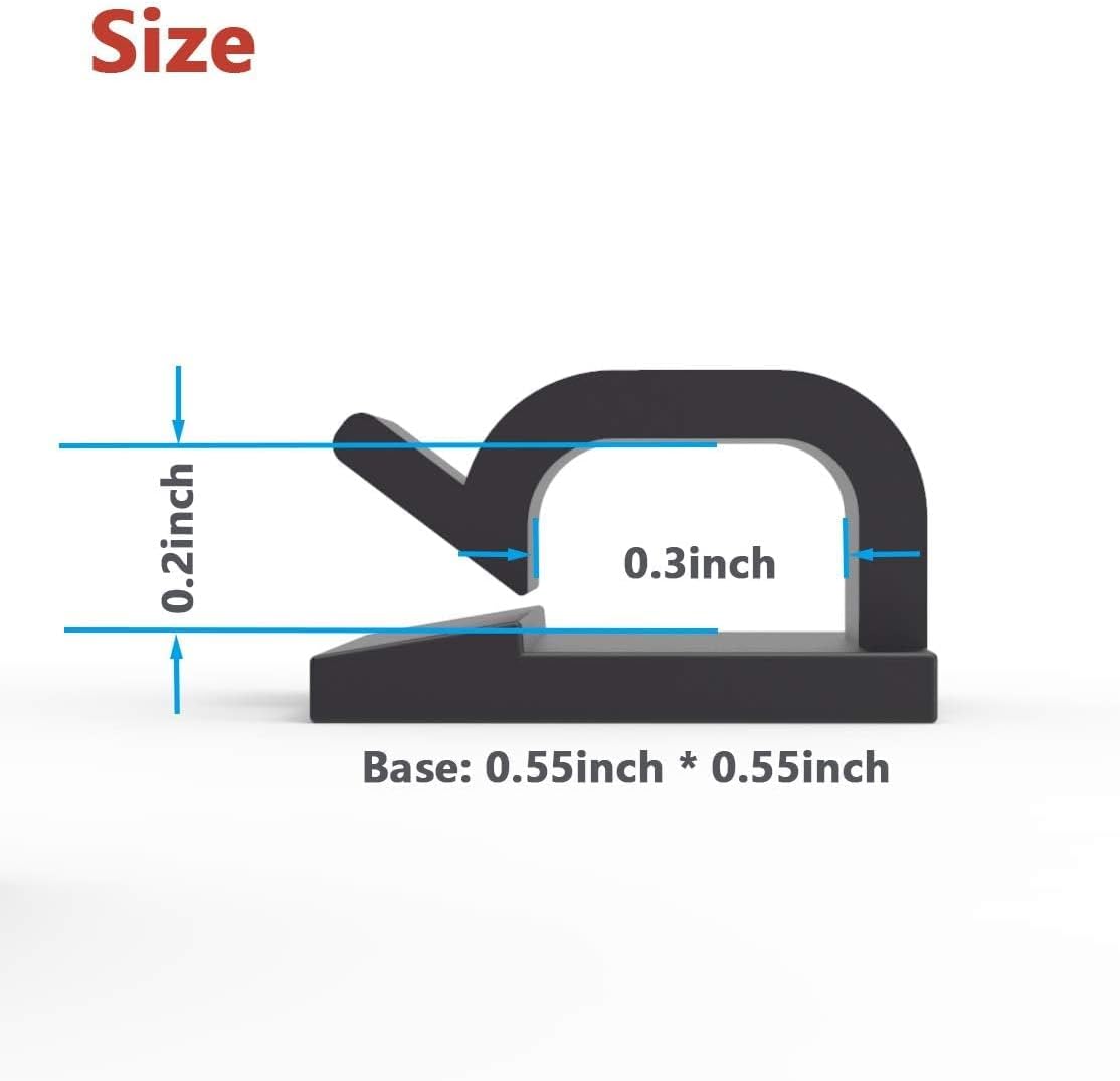 40Pack Adhesive Cable Clips, Wire Holders for Desk Wall Car, Black