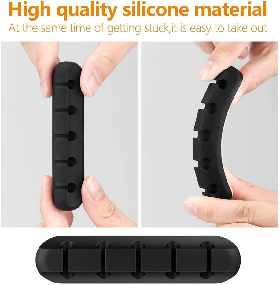 TviewSmart Cord Organizer for Desk, 5 Pack Cord Holders, Cable Clips, Black