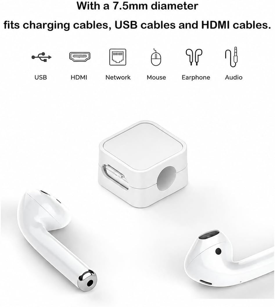 10 Pack Cord Organizer, Magnetic Cable Management, Cord Holder for Desk, Adhesive Cable Clips Wire Keeper for Nightstand, Home, Office, Desktop, Car, Wall (Multicolored)