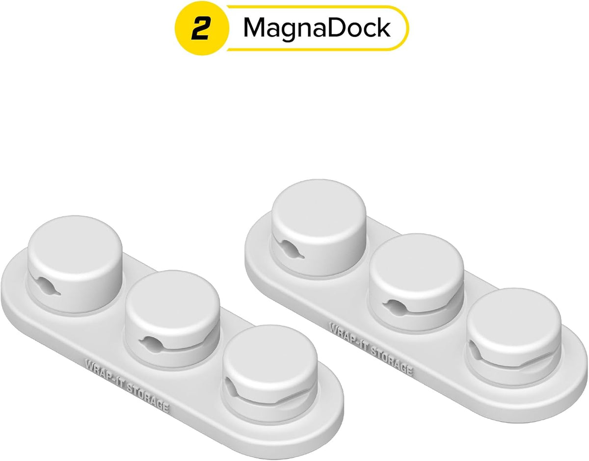 Wrap-It Storage MagnaDock Magnetic Cable Holder - 2-Pack (White)