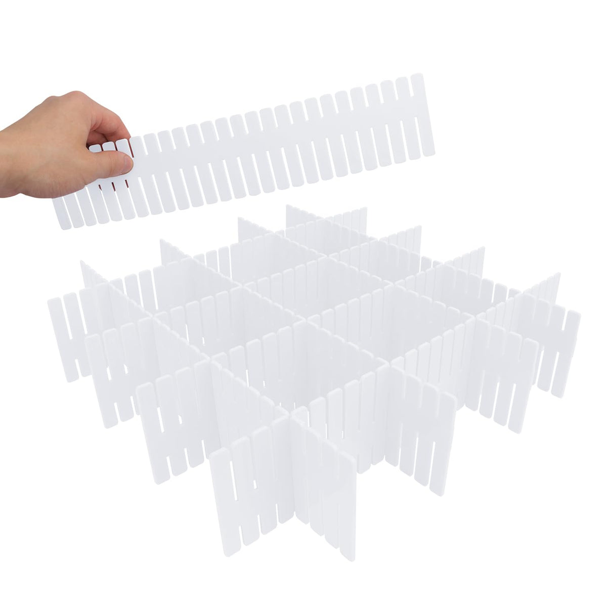 100 PCS Premium DIY Drawer Dividers, White, Adjustable Drawer Organizers for Perfectly Organized Drawers, Tidying Makeup, Clothes, Underwear, Cutlery, Kitchen, Bathroom, Bedroom, Office