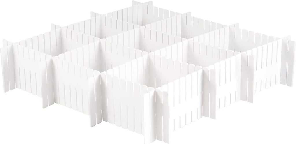 MUKCHAP 72-Piece DIY Grid Drawer Organizer - 12.6 Inch Adjustable Drawer Dividers for Sock, Underwear, Scarf - 36 White, 36 Pink