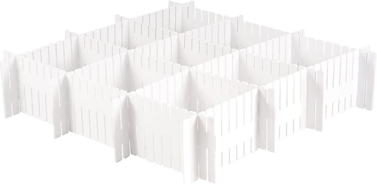 MUKCHAP 72-Piece DIY Grid Drawer Organizer - 12.6 Inch Adjustable Drawer Dividers for Sock, Underwear, Scarf - 36 White, 36 Pink