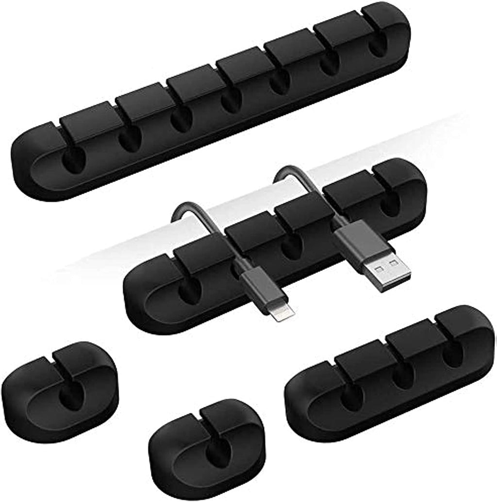 TviewSmart Cord Organizer for Desk, 5 Pack Cord Holders, Cable Clips, Black