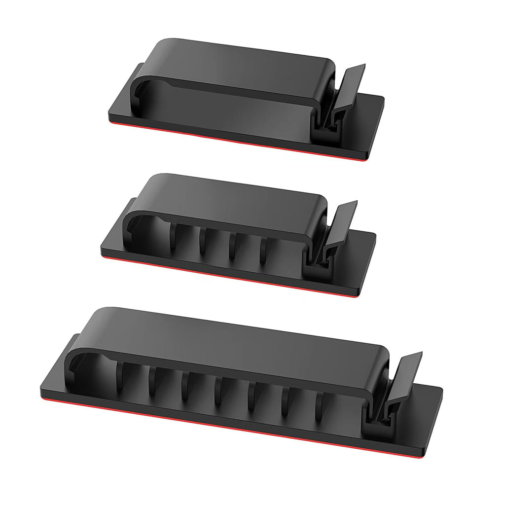 Cable Management Clips, 20Pcs Cord Organizers Wire Clips Cord Holder for TV PC Ethernet Cable Desk Home Office (Black)