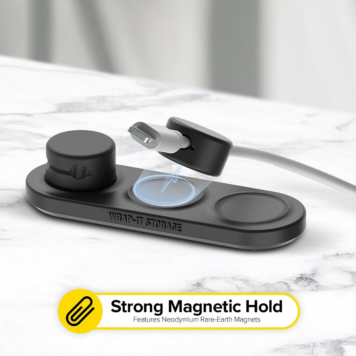 Wrap-It Storage MagnaDock Magnetic Cable Holder - 2-Pack (White)