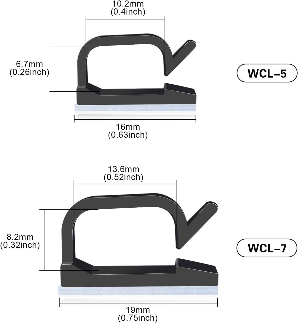 XHF 120 PCS Adhesive Cable Wire Clips Black, Outdoor Christmas Light Clips, Cable Management Wire Organizer Cord Holder for Under Desk, Car, Wall, TV PC Ethernet Cable