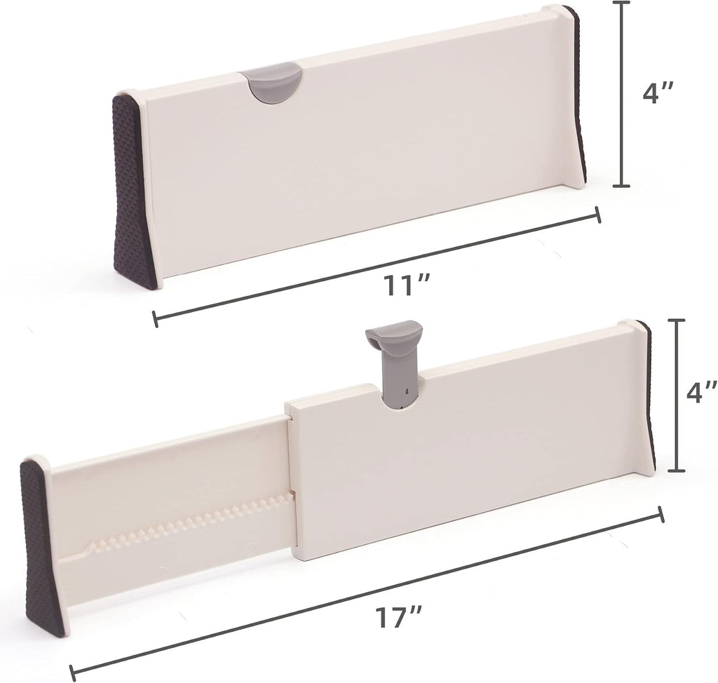 TENABORT Set of 8 Adjustable Drawer Dividers Organizer Separators Plastic Dresser Organizer for Bedroom, Bathroom, Closet, Office Desk, Kitchen Storage