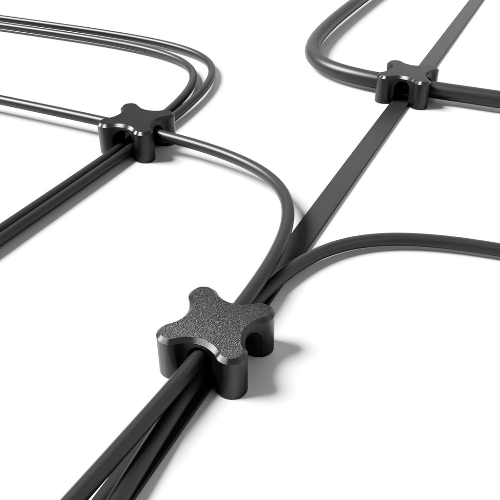 Magnetic Cable Organizer – Desktop Multipurpose Cord Keeper & Cable Management Clip for Home & Office (Black Cross 10Pcs)
