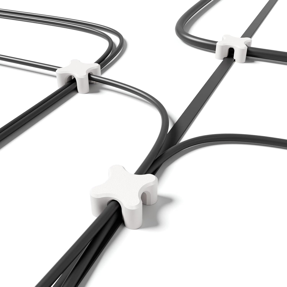 Magnetic Cable Organizer – Desktop Multipurpose Cord Keeper & Cable Management Clip for Home & Office (Black Cross 10Pcs)