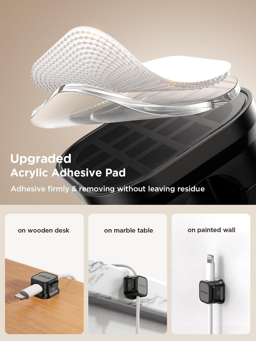 JOYROOM 9 Pack Magnetic Cable Clips Cord Organizer Adhesive Wire Management
