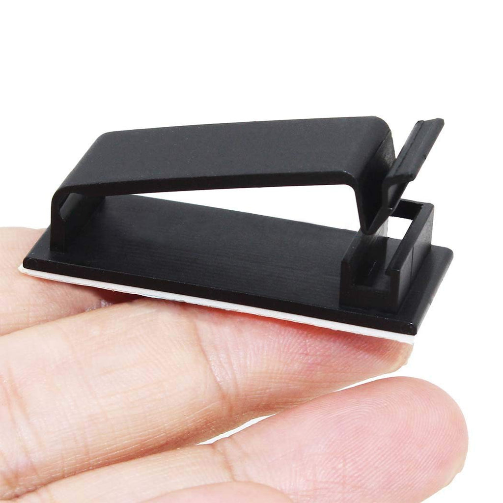 SOULWIT 50Pcs Self Adhesive Cable Management Clips - Black