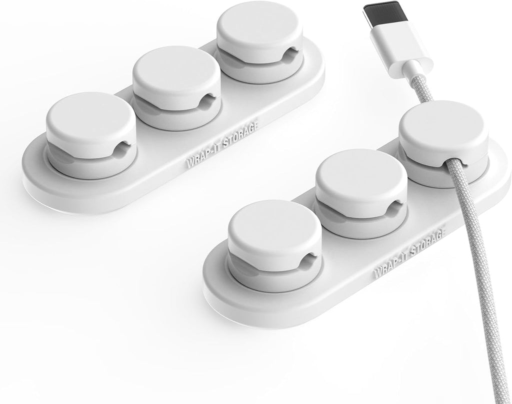 Wrap-It Storage MagnaDock Magnetic Cable Holder - 2-Pack (White)