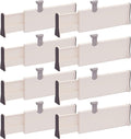 TENABORT Set of 8 Adjustable Drawer Dividers Organizer Separators Plastic Dresser Organizer for Bedroom, Bathroom, Closet, Office Desk, Kitchen Storage