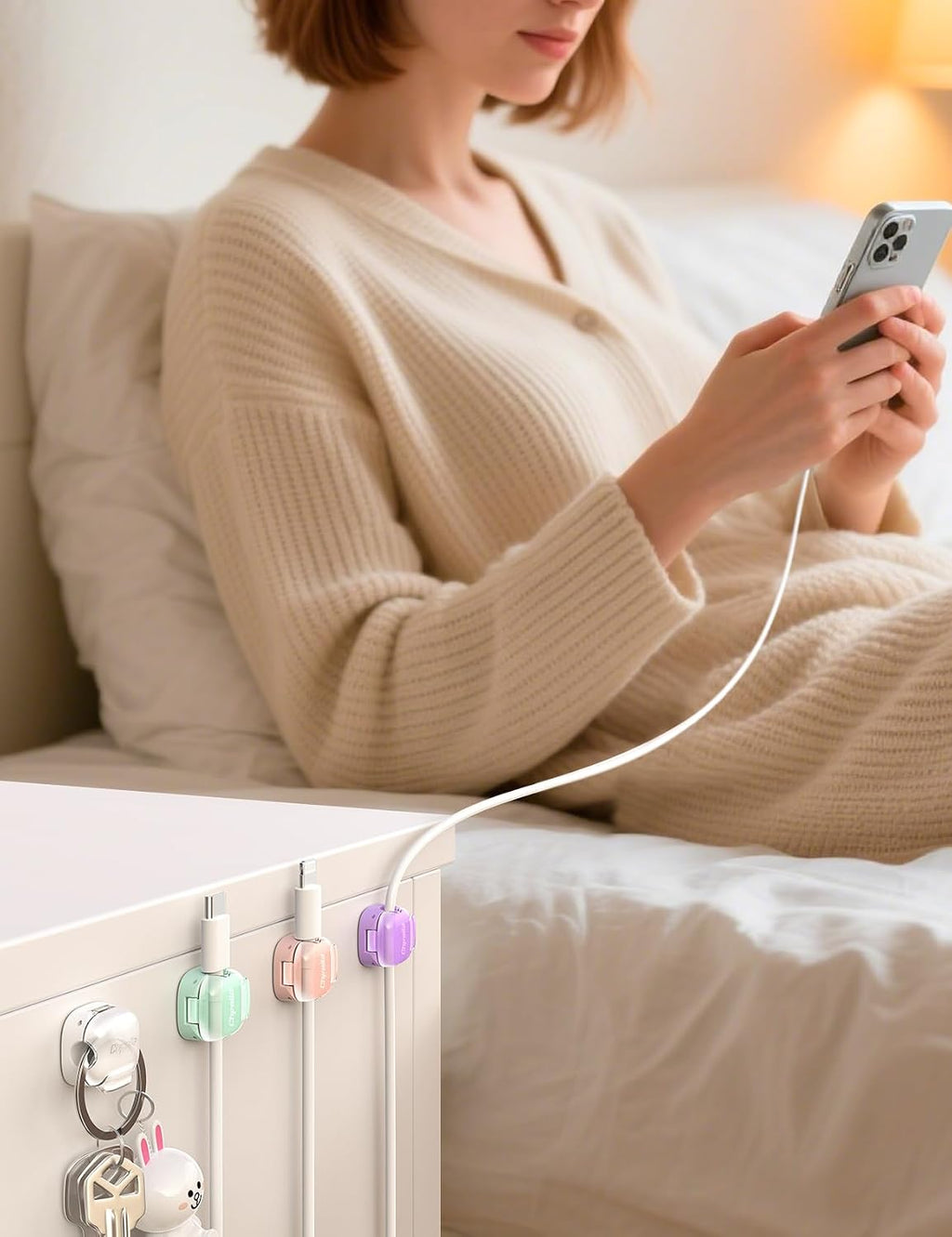 8 Pack Cable Clips, Cord Organizer, Cute Spring Cord Holder