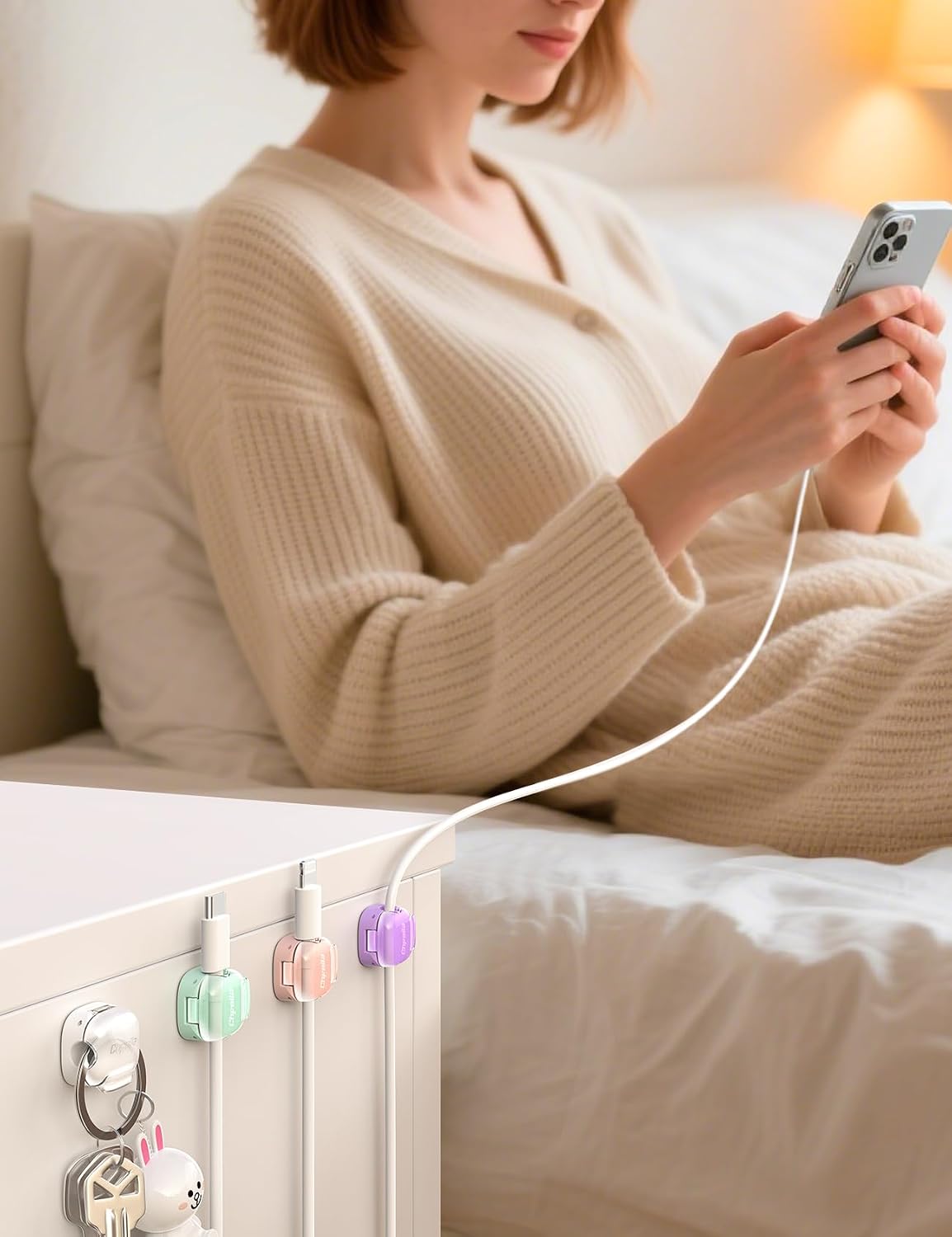 8 Pack Cable Clips, Cord Organizer, Cute Spring Cord Holder