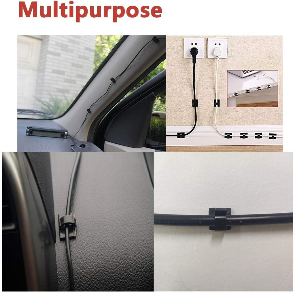40Pack Adhesive Cable Clips, Wire Holders for Desk Wall Car, Black