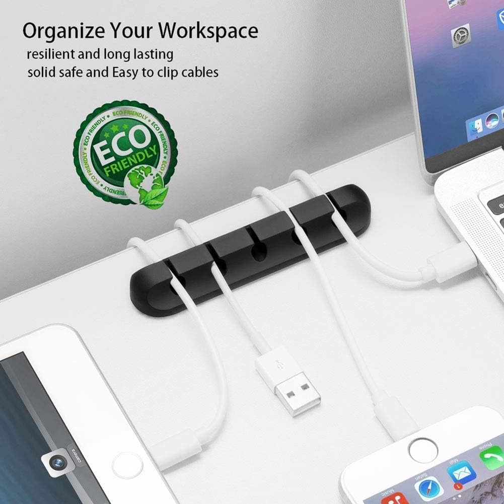 TviewSmart Cord Organizer for Desk, 5 Pack Cord Holders, Cable Clips, Black