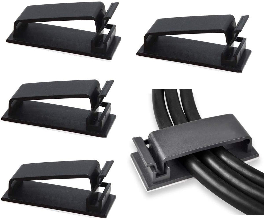 SOULWIT 50Pcs Self Adhesive Cable Management Clips - Black