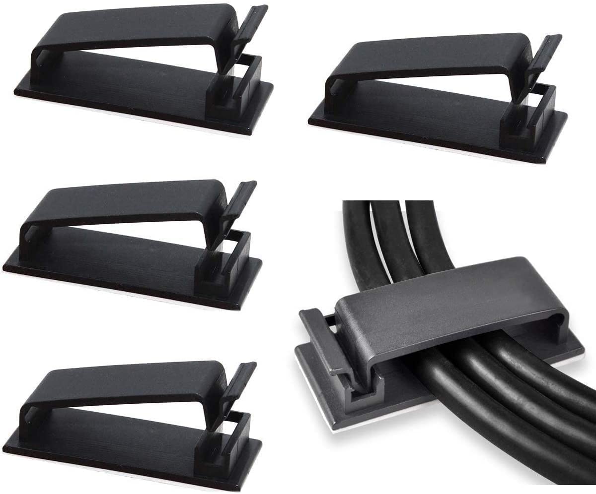 SOULWIT 50Pcs Self Adhesive Cable Management Clips - Black