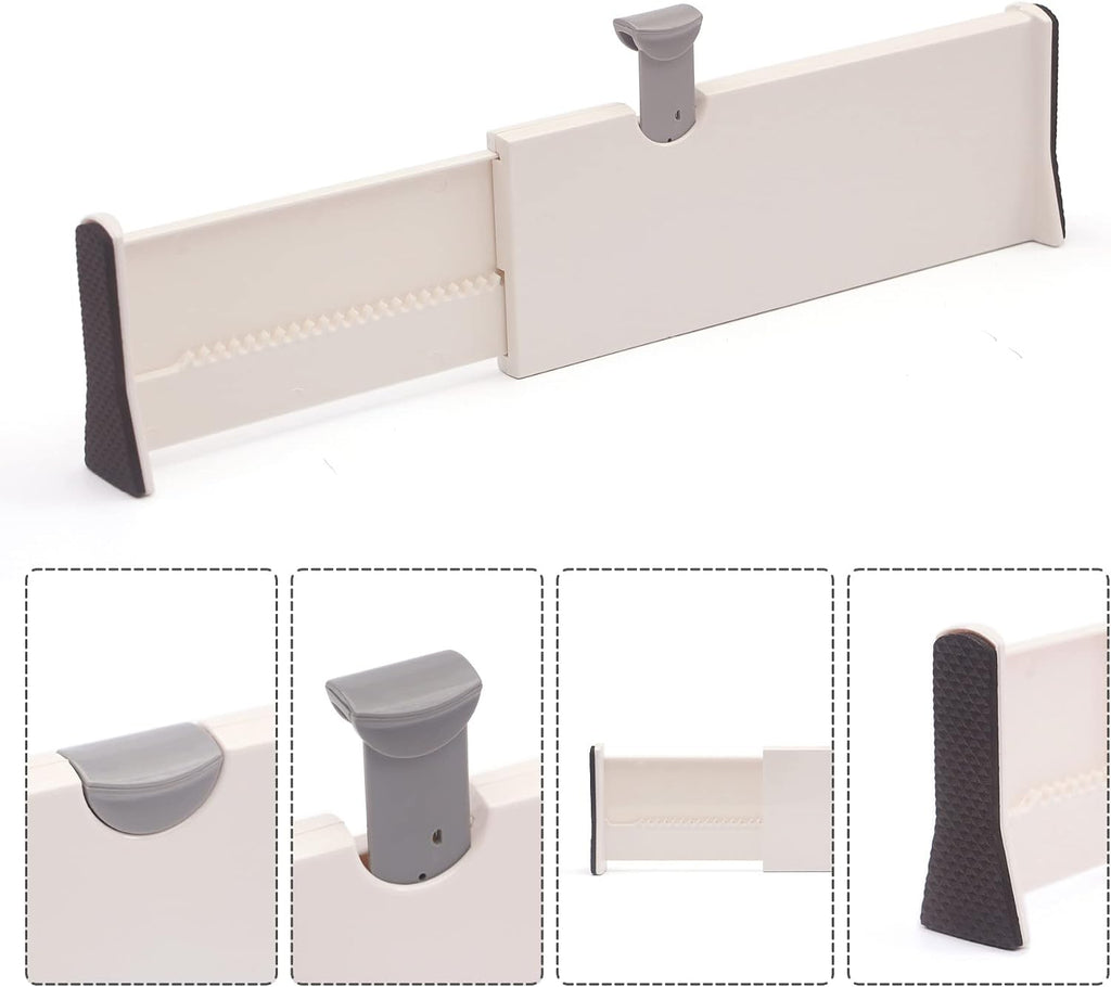 TENABORT Set of 8 Adjustable Drawer Dividers Organizer Separators Plastic Dresser Organizer for Bedroom, Bathroom, Closet, Office Desk, Kitchen Storage