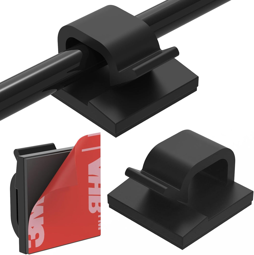 40Pack Adhesive Cable Clips, Wire Holders for Desk Wall Car, Black