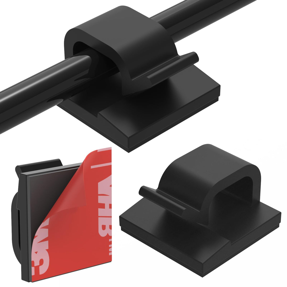 40Pack Adhesive Cable Clips, Wire Holders for Desk Wall Car, Black
