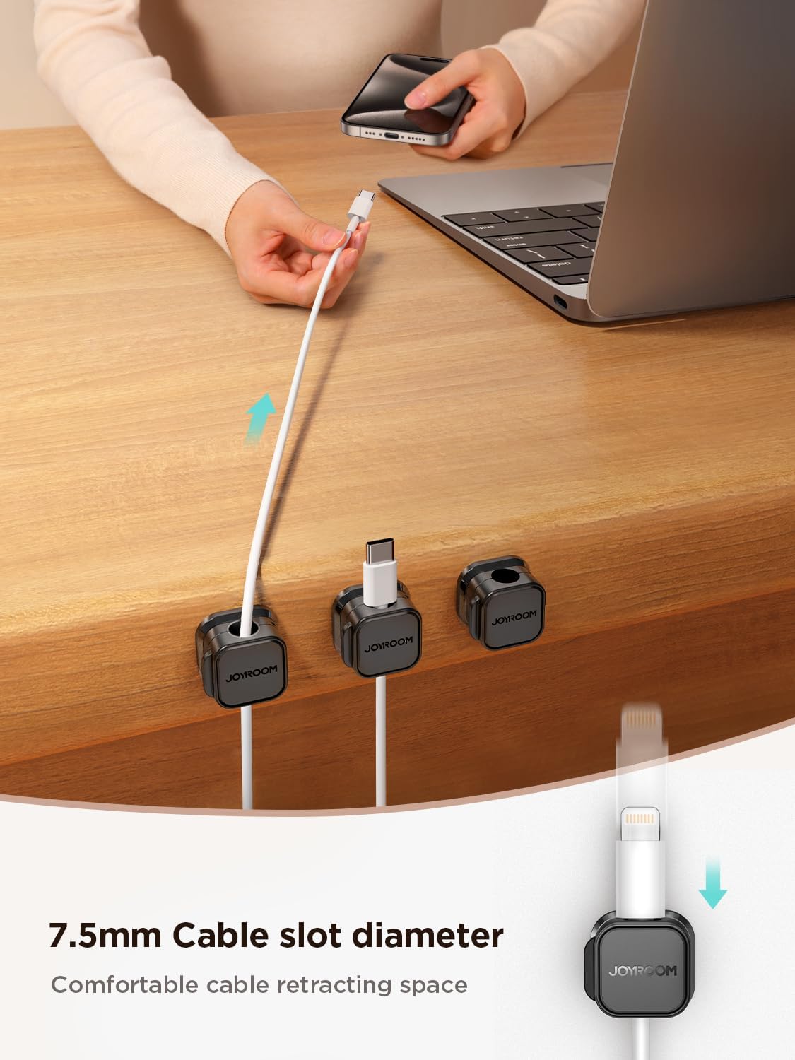 JOYROOM 9 Pack Magnetic Cable Clips Cord Organizer Adhesive Wire Management