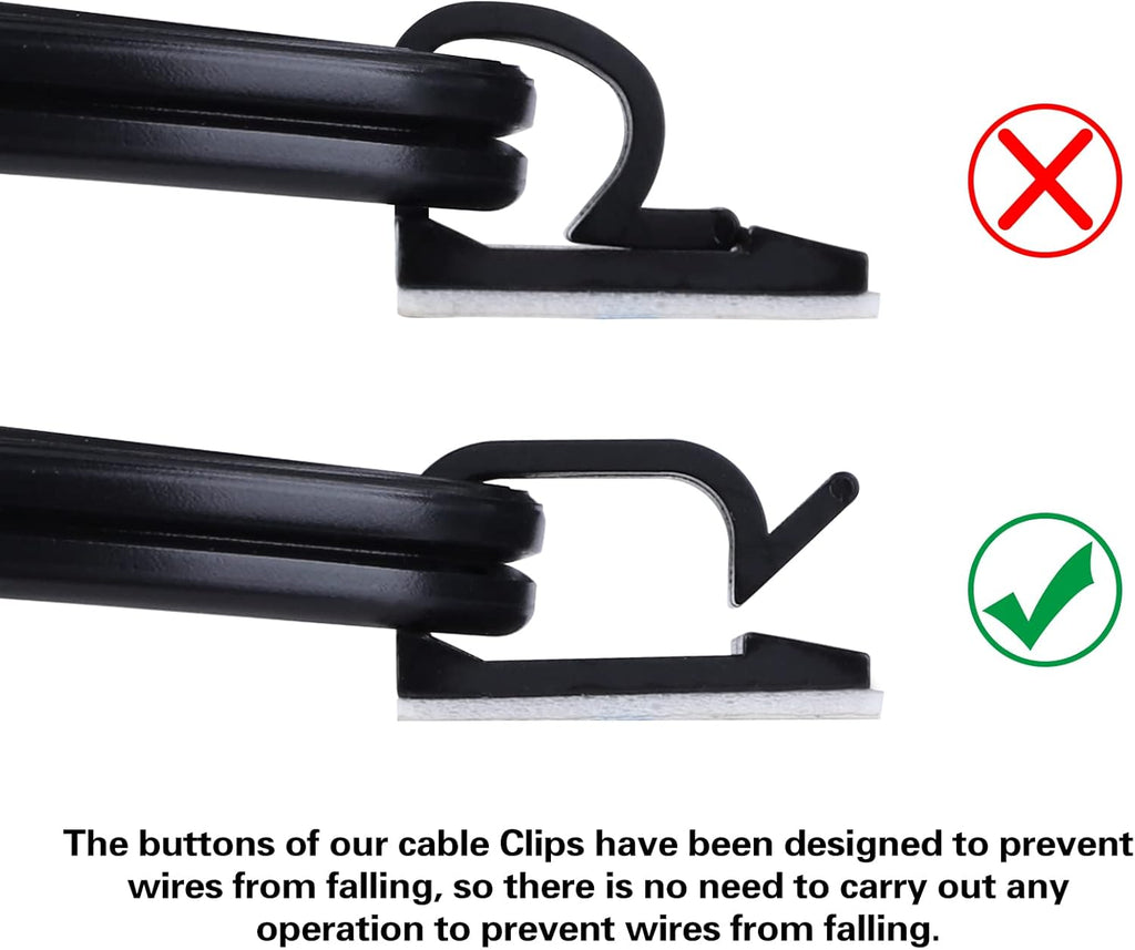 XHF 120 PCS Adhesive Cable Wire Clips Black, Outdoor Christmas Light Clips, Cable Management Wire Organizer Cord Holder for Under Desk, Car, Wall, TV PC Ethernet Cable