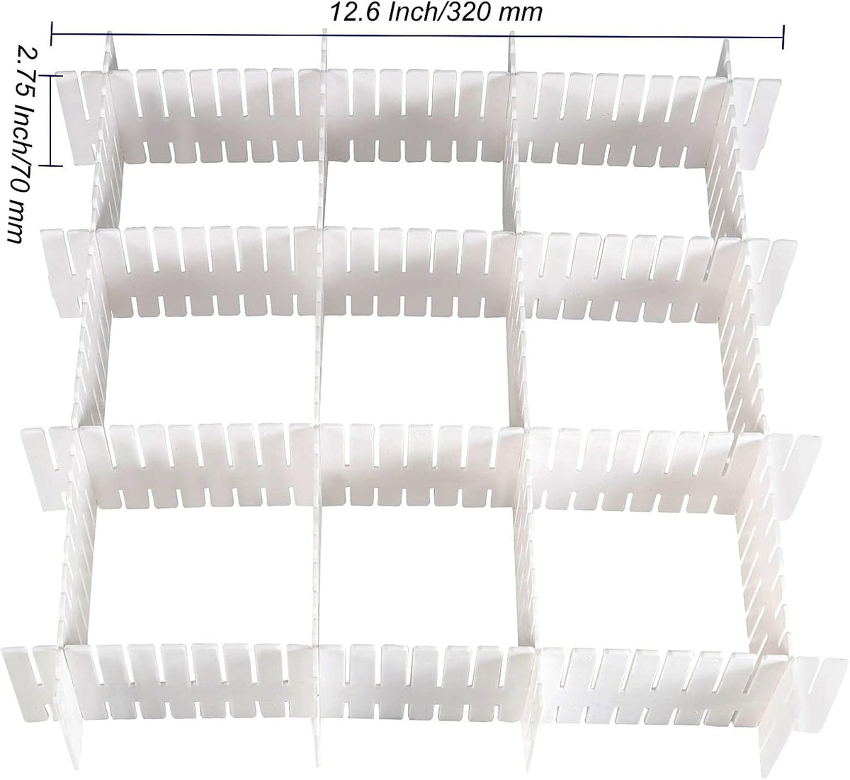 MUKCHAP 72-Piece DIY Grid Drawer Organizer - 12.6 Inch Adjustable Drawer Dividers for Sock, Underwear, Scarf - 36 White, 36 Pink