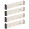 mDesign Expandable Dresser Drawer Divider with Foam Ends, Drawer Divider Locks in Place, Separators for Clothing and Accessories in Closet or Dresser Drawer, Ligne Collection, 4 Pack, White