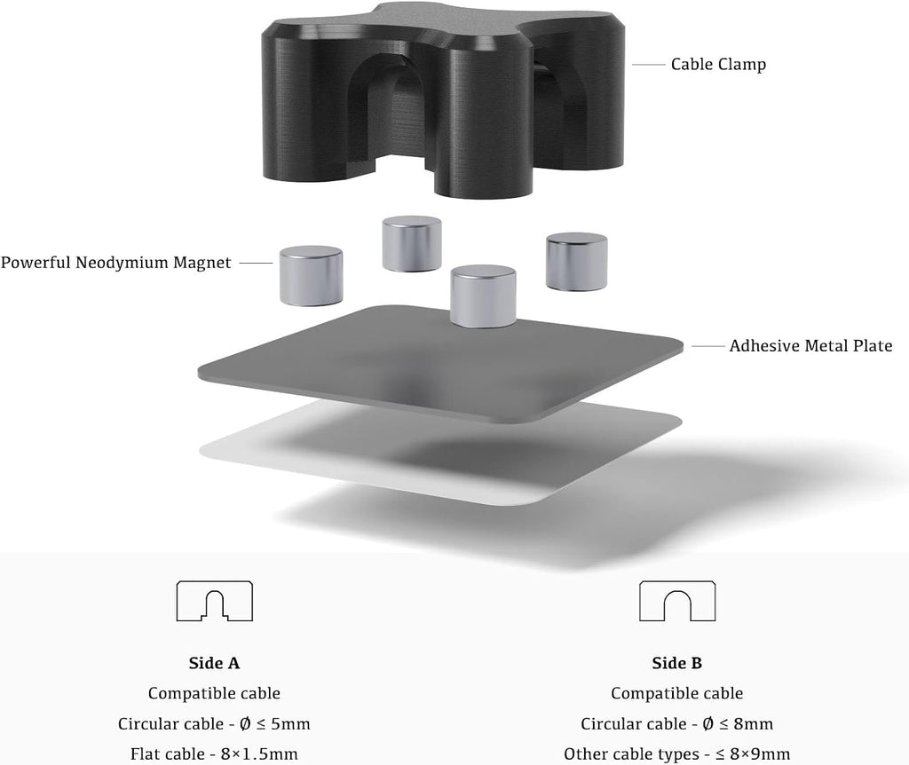 Magnetic Cable Organizer – Desktop Multipurpose Cord Keeper & Cable Management Clip for Home & Office (Black Cross 10Pcs)