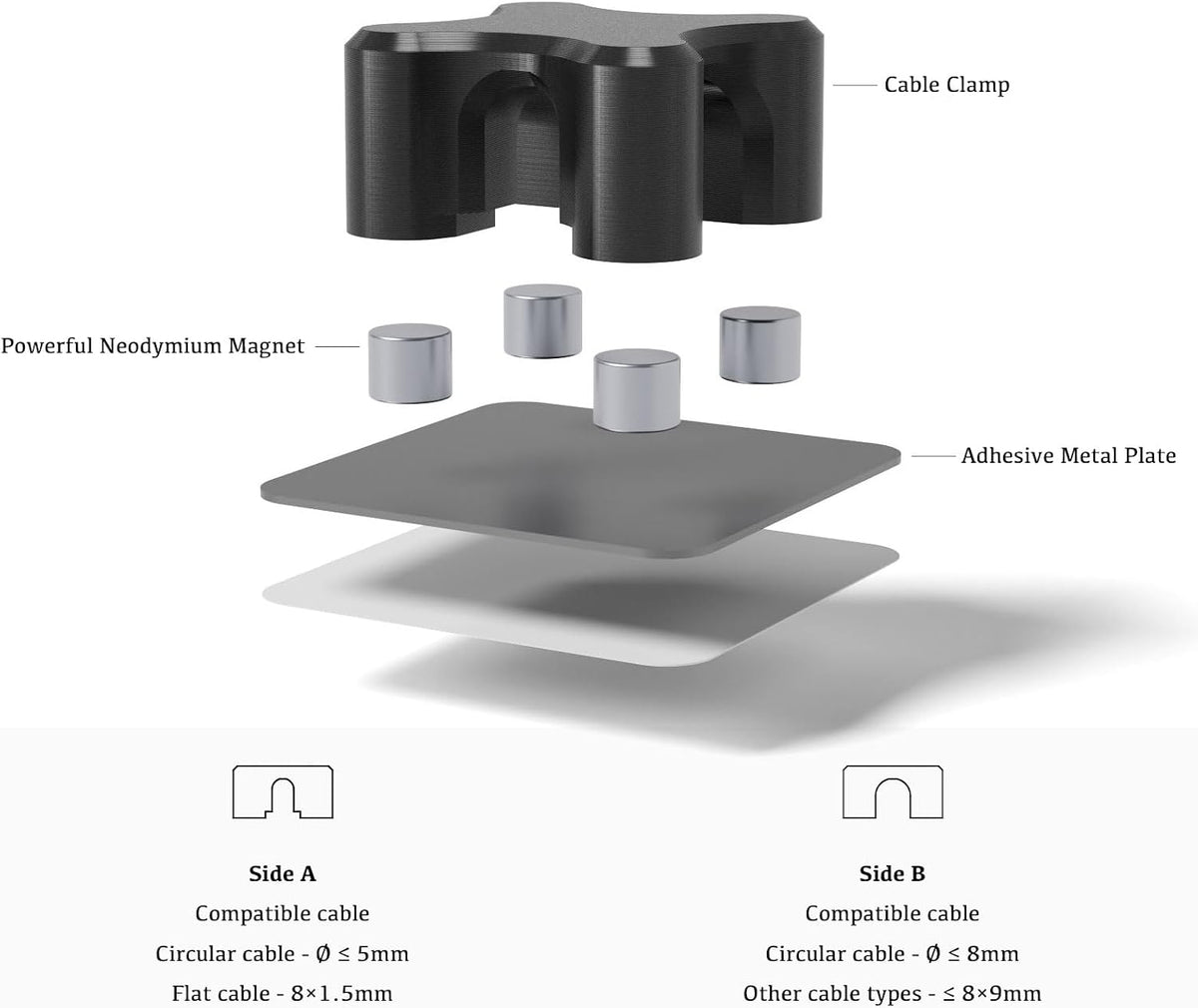 Magnetic Cable Organizer – Desktop Multipurpose Cord Keeper & Cable Management Clip for Home & Office (Black Cross 10Pcs)