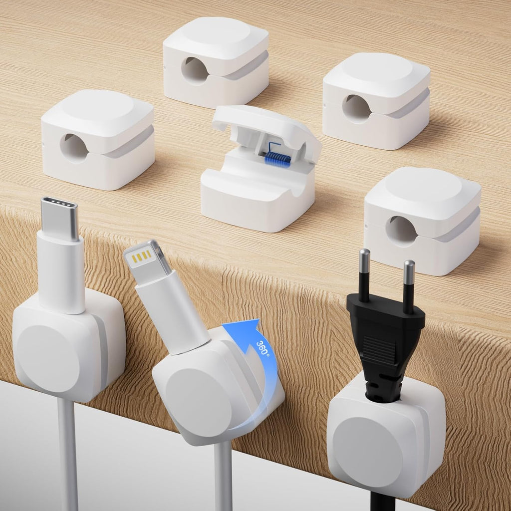 Daisyhome Rotatable Cord Organizer, Strong Adhesive Spring Cable Clips