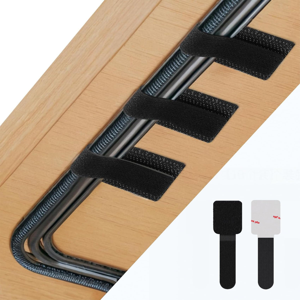 Abnii 50 PCS Hook and Loop Cable Ties, Under Desk Cable Management, White