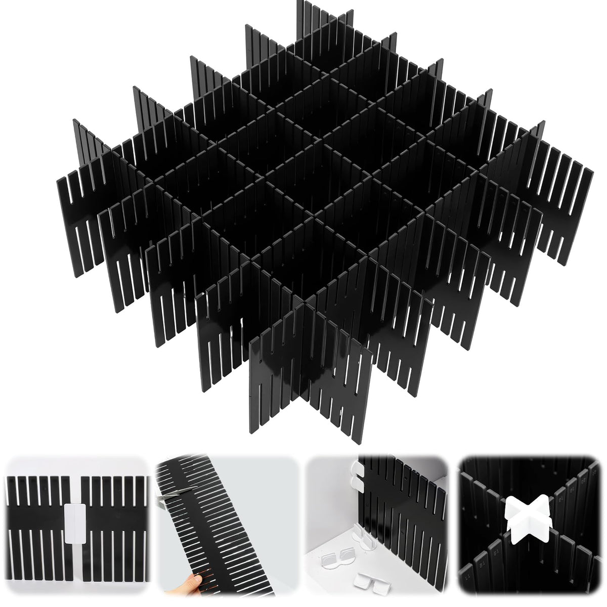 Blosssound 15 Pcs 5.12 Tall Drawer Divider Adjustable Drawer Organizer,Grey
