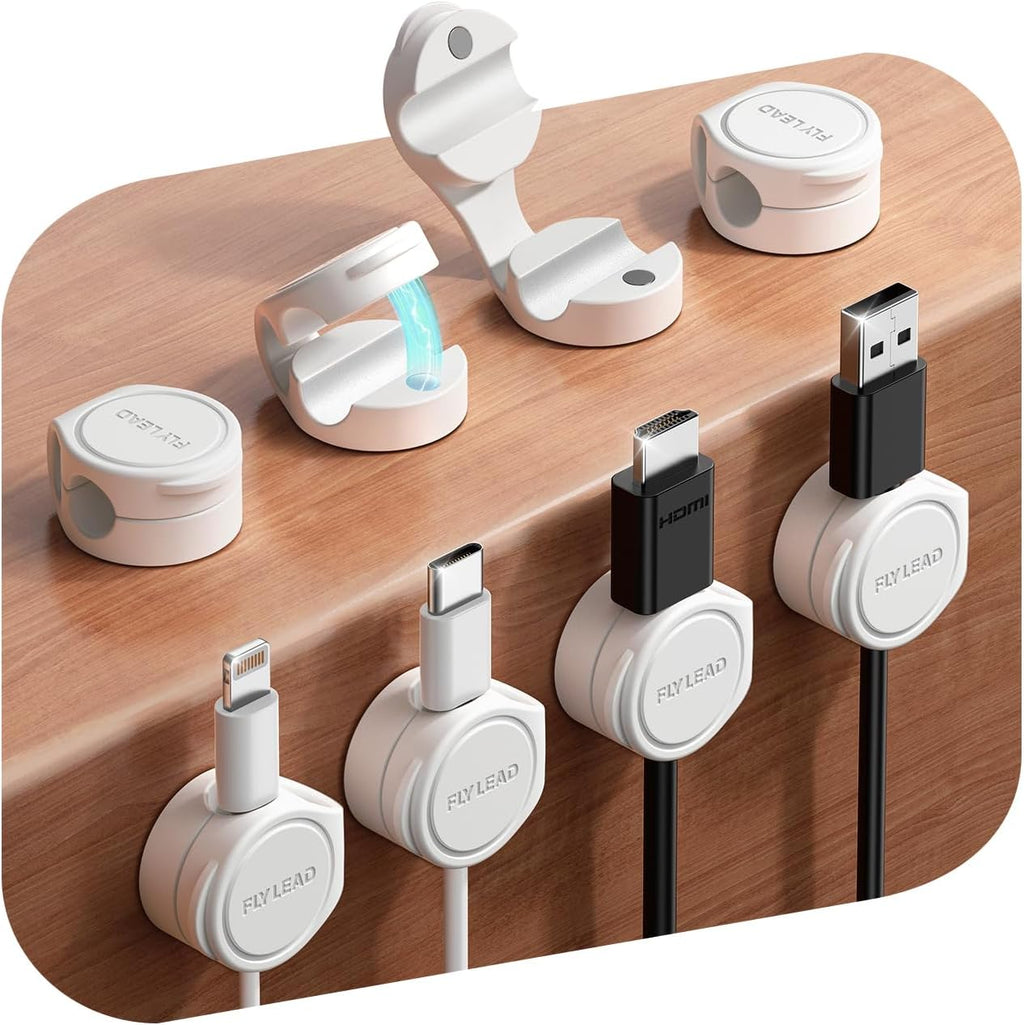 FLYLEAD 8-Pack Silicone Cord Organizer Magnetic Cable Clips, Adhesive