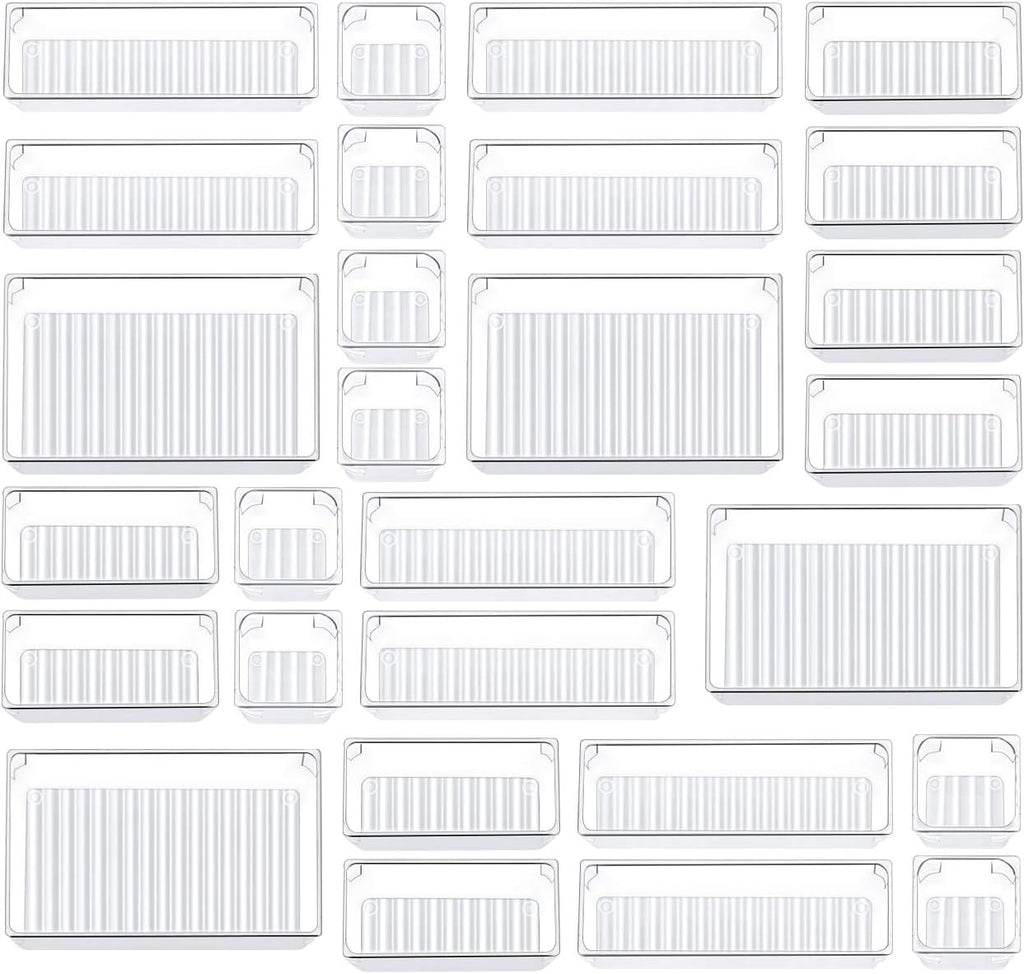 Kootek 28Pcs Drawer Organizer Set, 4-Size Bathroom Tray Makeup Desk Divider