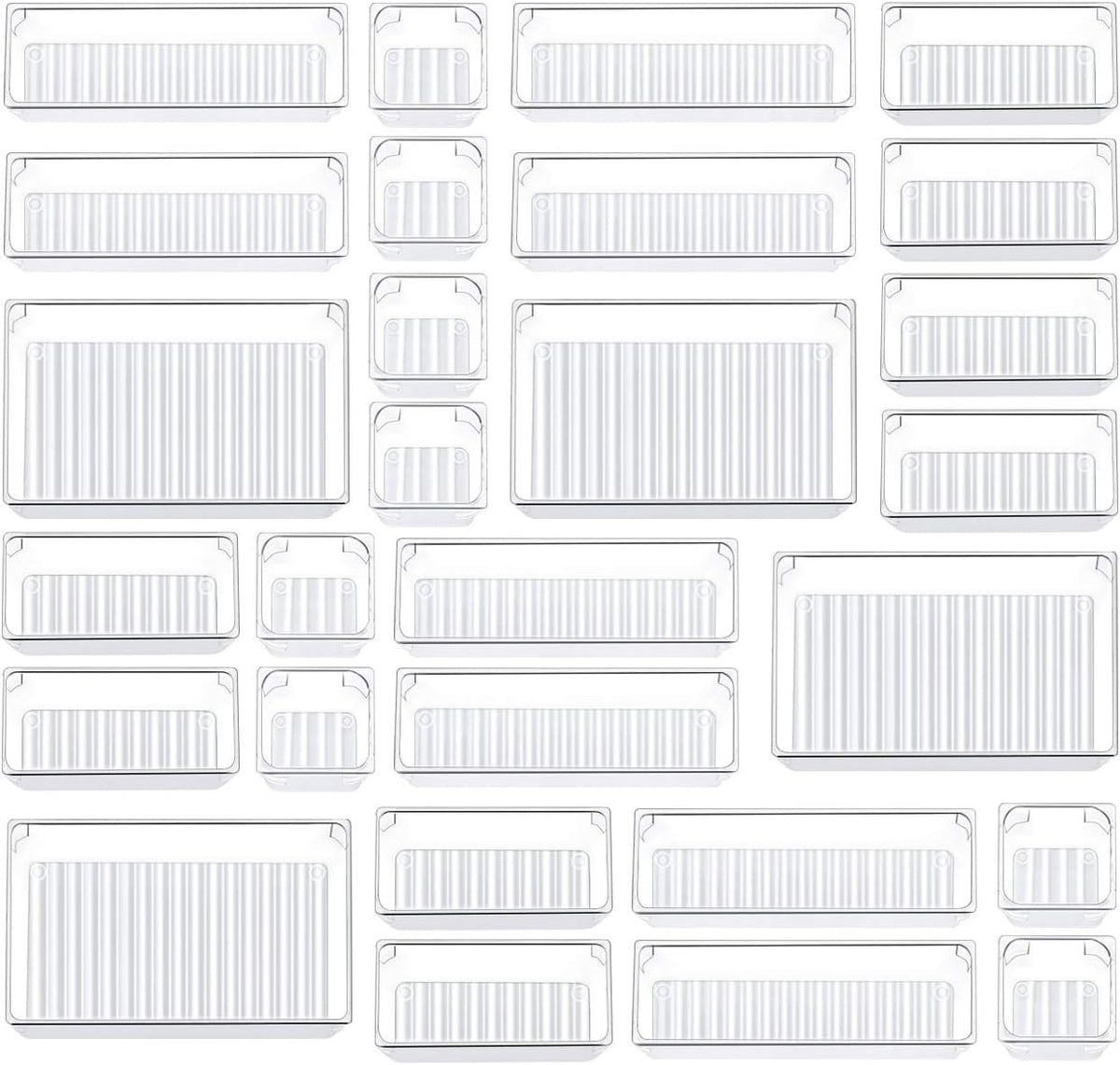 Kootek 28Pcs Drawer Organizer Set, 4-Size Bathroom Tray Makeup Desk Divider