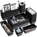 BiuLeon 25 PCS Plastic Drawer Organizers Set, 4-Sizes Vanity and Makeup Organizer, Desk and bathroom Drawer Organizer Trays, Organizers and Storage for Makeup, Jewelry, Gadgets, Utensils (Green)