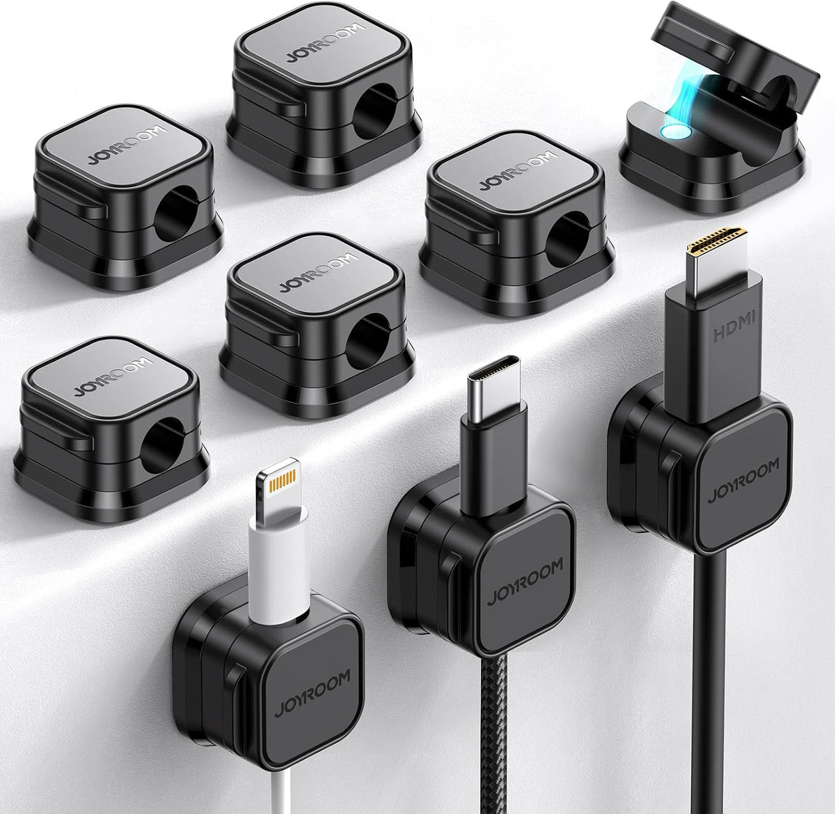 JOYROOM 9 Pack Magnetic Cable Clips Cord Organizer Adhesive Wire Management