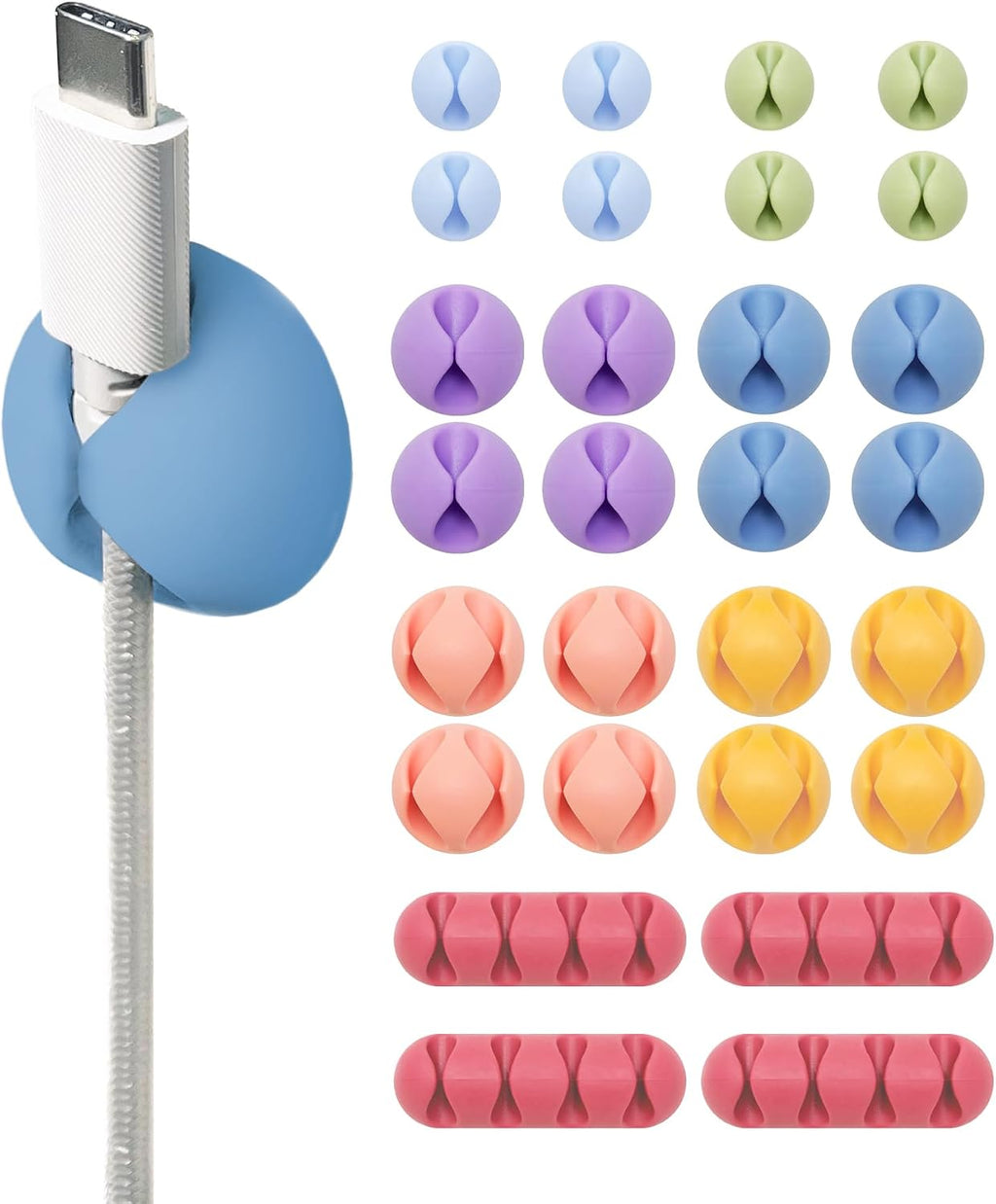 Wrap-It Storage Cable Clips - (Assorted 28-Pack) Macaron