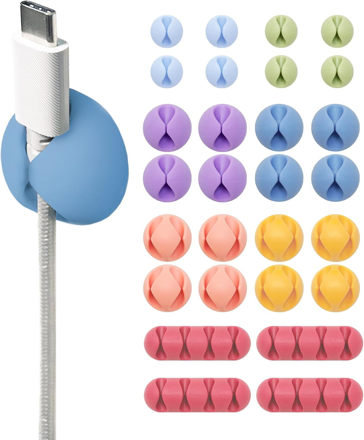 Wrap-It Storage Cable Clips - (Assorted 28-Pack) Macaron