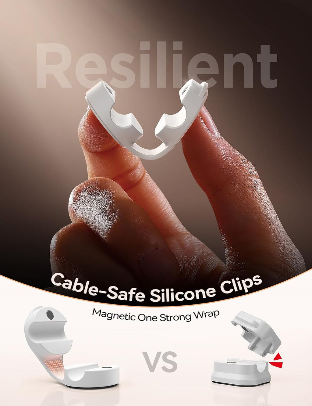FLYLEAD 8-Pack Silicone Cord Organizer Magnetic Cable Clips, Adhesive