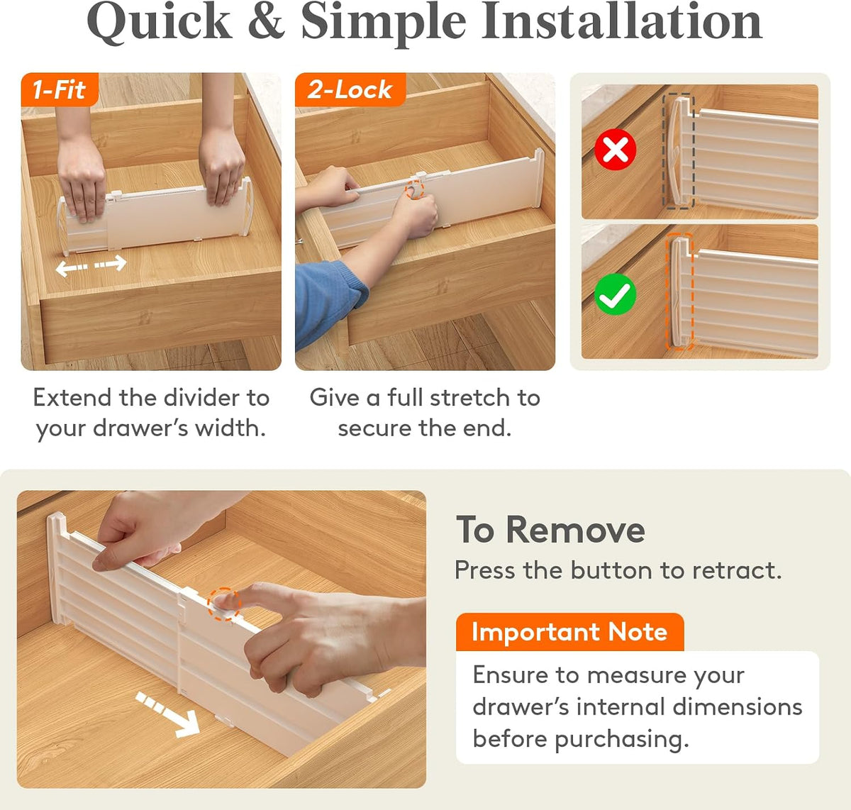 Lifewit 5" Tall Drawer Dividers, Adjustable Deep Drawer Organizer Clothes