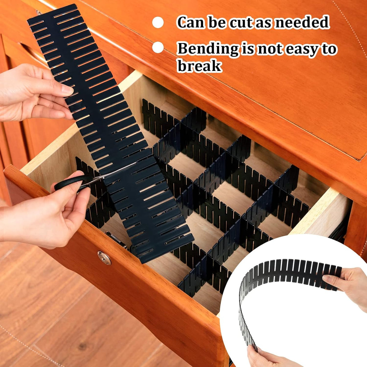 Vesici 80 Pcs Drawer Dividers Adjustable Plastic Organizers Dresser, Black