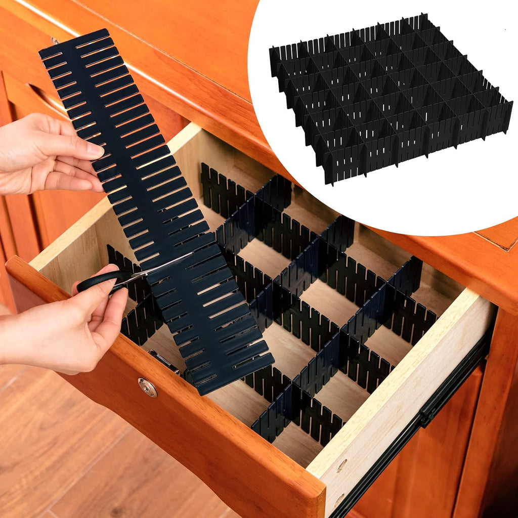 Vesici 80 Pcs Drawer Dividers Adjustable Plastic Organizers Dresser, Black