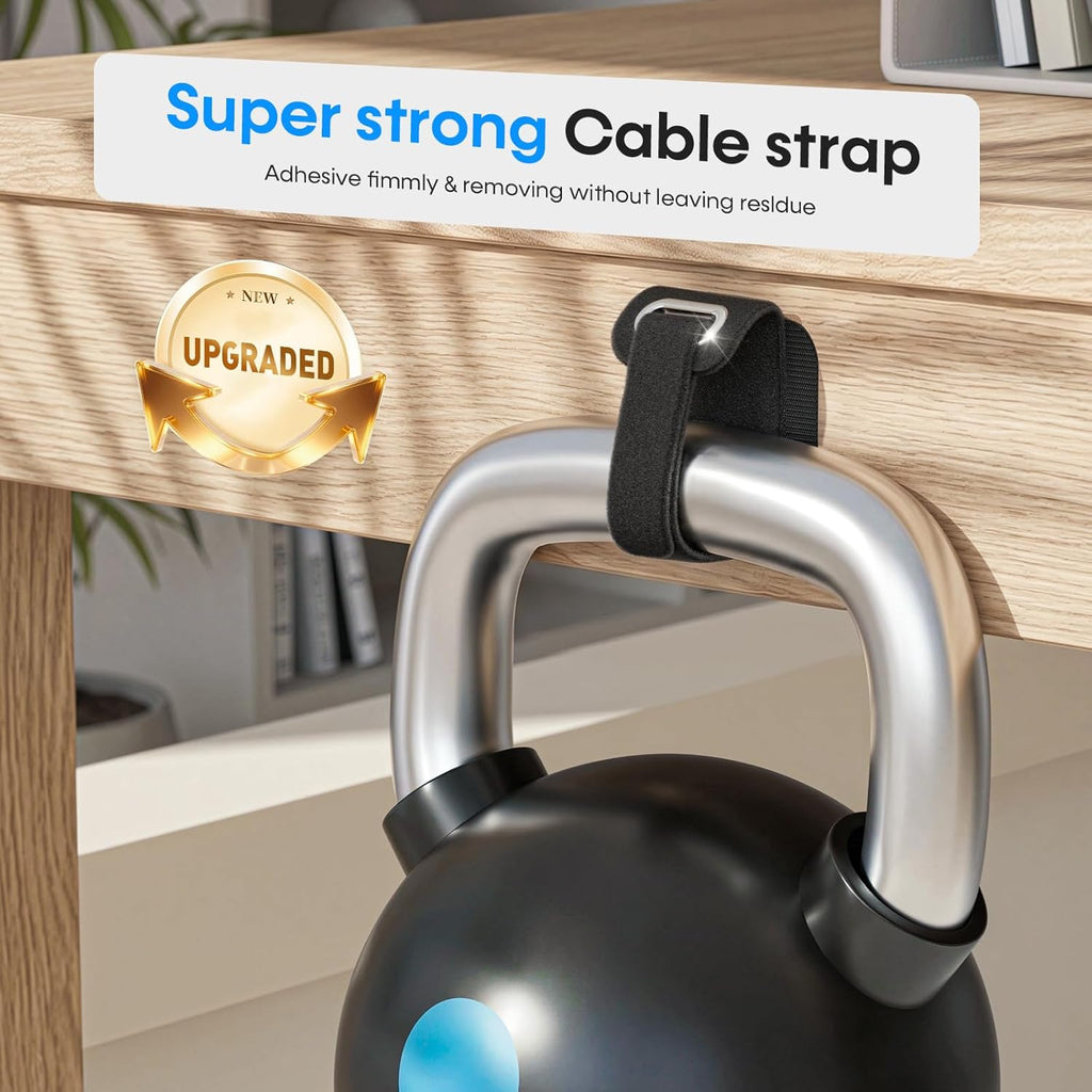 Cable Management Under Desk, Large Bundle Cord+Power Strip Organizer-8 Pair