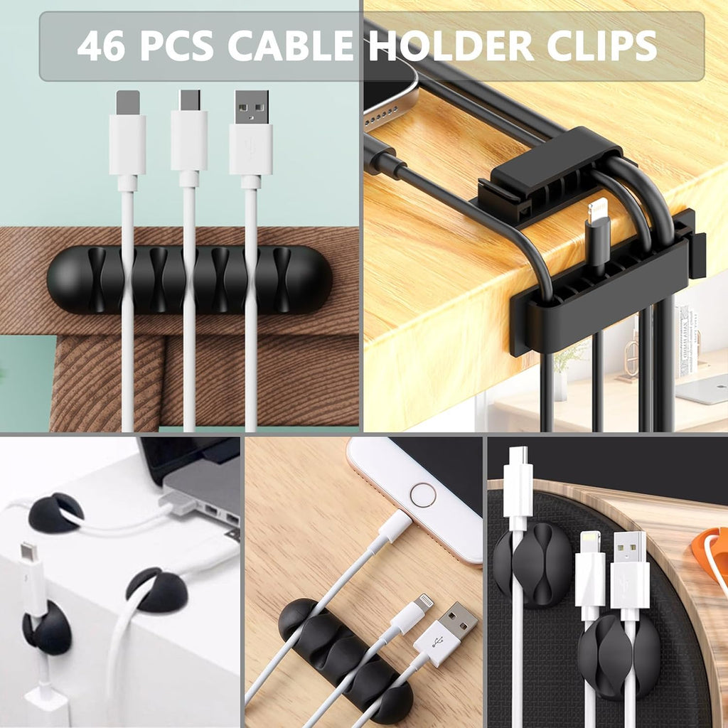 ELII 300PCS Cable Management Kit,4 Cable Sleeve 35 Cable Clips