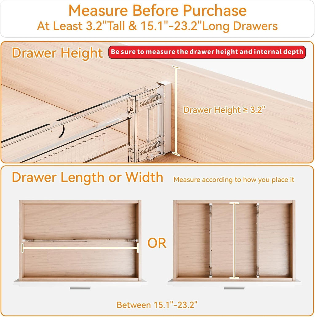 Yieach 12 Pack Clear Expandable Deep Drawer Separators From 15 to 21'' - 3.2 Inch Tall Acrylic Drawer Dividers for Clothes,Dresser Drawer Dividers for Dresser,Baby Nursery,Clothing,Sock or Underwear